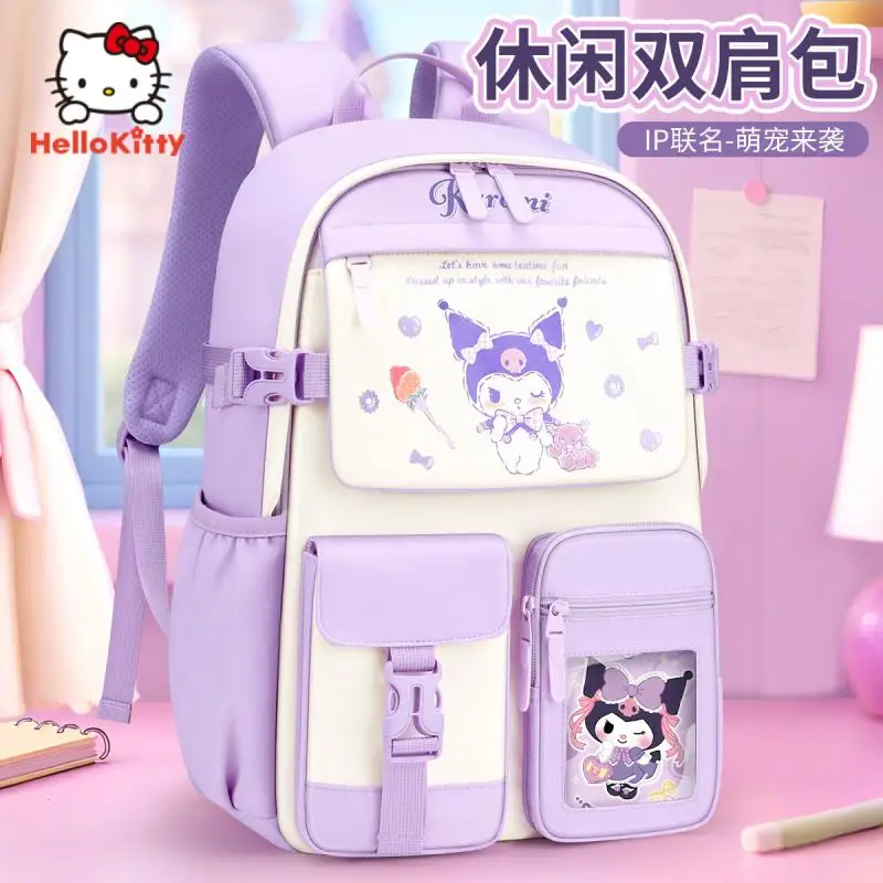 Kawaii جديد الكرتون سانريو طالب حقيبة ظهر بسعة كبيرة Kuromi أنيمي خفيفة الوزن الحد من الأزياء على ظهره حقيبة السفر