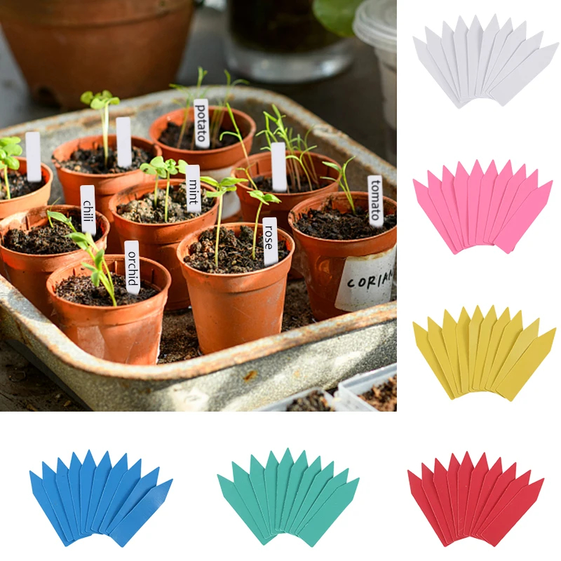 

100p Multicolor Plastic Waterproof Plant Label Nursery Marking Supplies DIY Garden Decoration Accessories Potted Plant PVC Label