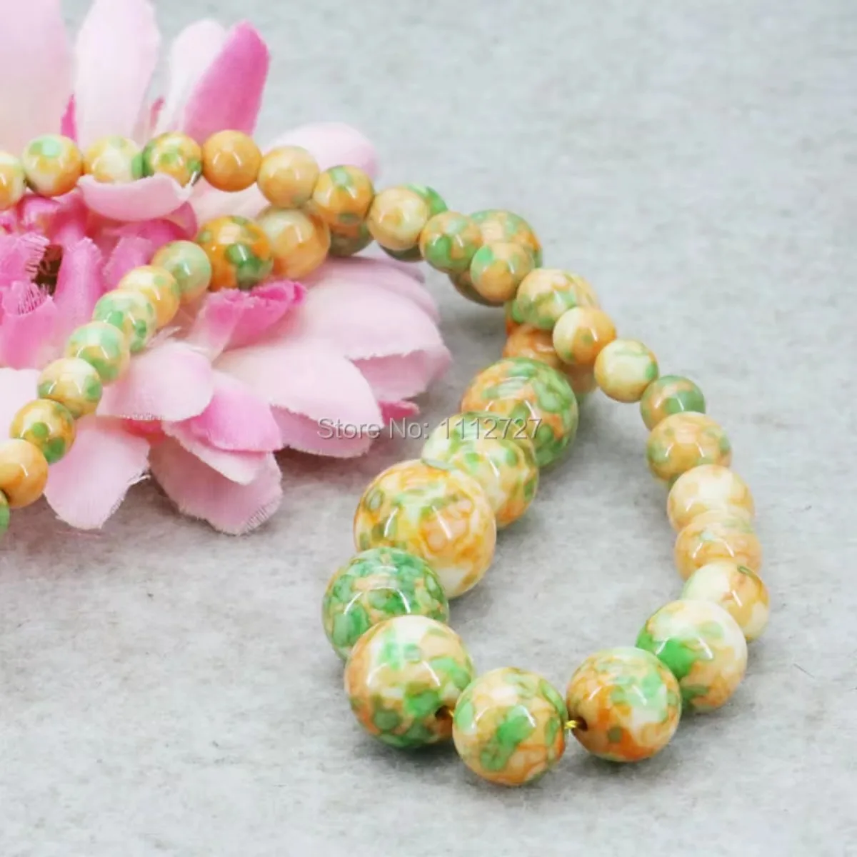 6-14mm Yellow Green Tower Necklace Chain Semi-precious Stone Riverstone Rain Flower Rainbow Fashion Jewelry for Women Girls Gift image 3