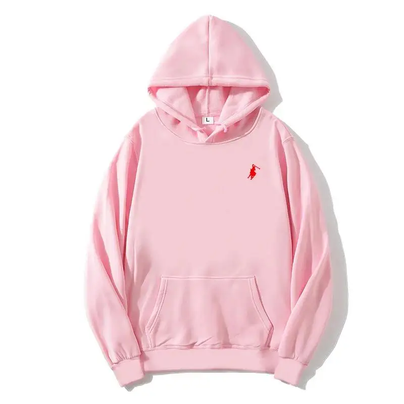 2026 Herbst Winter Herren Bestickter Polo Hoodie mit Pferde-Logo, Einfarbiger Lässiger Pullover mit Kapuze, Alltägliche Streetwear-Oberteile – Detail 4
