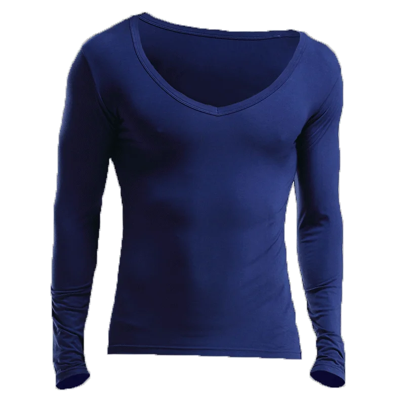 Men's Low Neck, Big Neck, V-Neck, Modal Warm Autumn Clothes, Single Piece Base Shirt, Cotton Sweater, Thin Top, Underwear