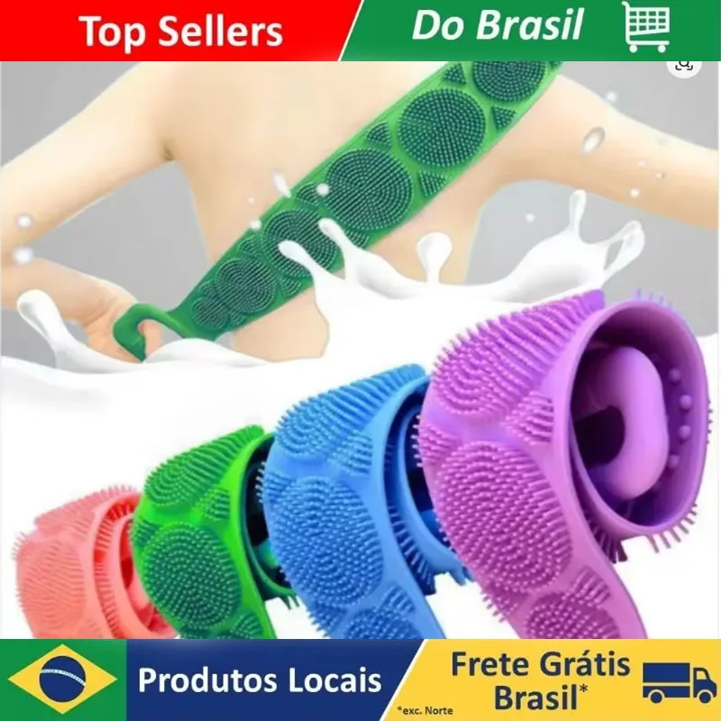 Escova de Silicone para o Corpo, Esfoliante e Massageador de Costas, Cinto de Banho Extensível para Limpeza Profunda da Pele