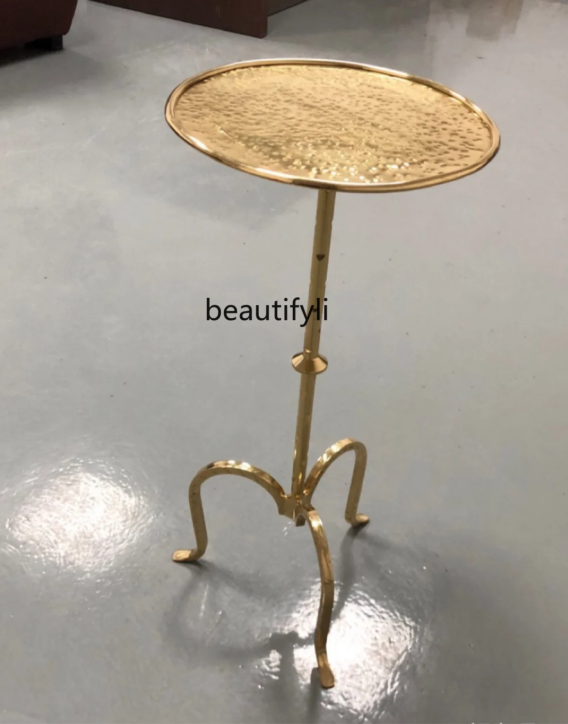 Minimalist round Side Table Tea Table Living Room Creative Double-Layer Coffee Table Simple and Light Luxury Hammer Pattern