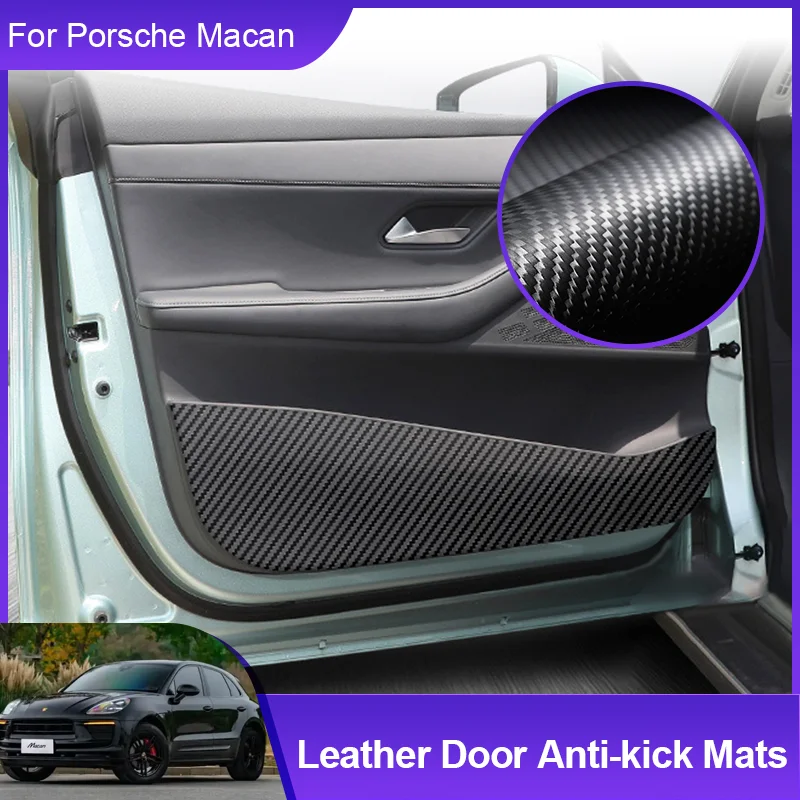 

for Porsche Macan 2014~2023 2022 2021 Carbon fiber Car Door Anti-Kick Mats Pads Anti Dirty Protective Stickers Car Accessories