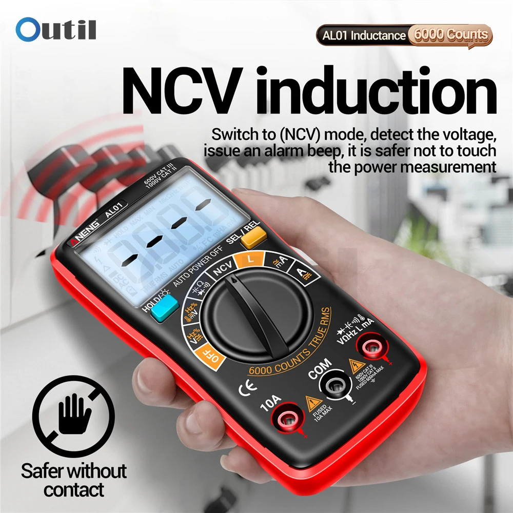 ANENG AL01 6000 التهم True-RMS التيار المتناوب/تيار مستمر الجهد متر فاحص التيار الكهربائي المهنية الحث أدوات الرقمية المتعددة
