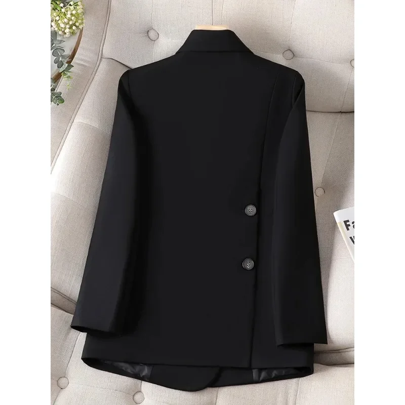 New Arrival Casual Ladies Blazer Women Coffee Beige Black Female Long Sleeve Solid Loose Jacket Coat