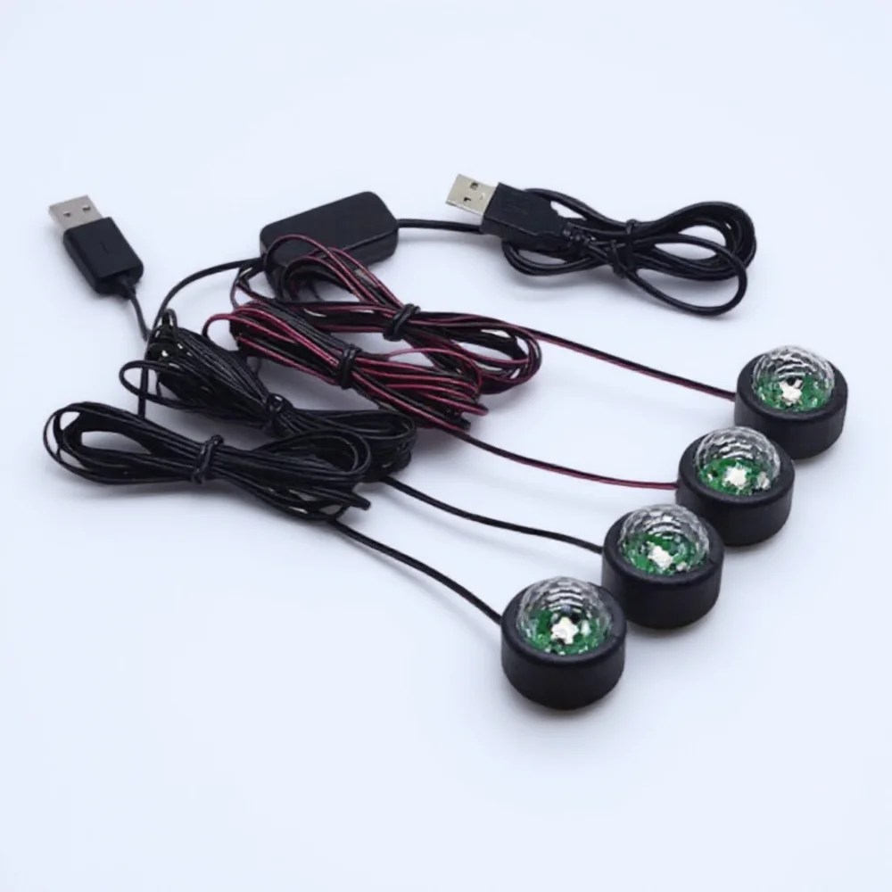 

Автомобильный светодиодный проекционный фонарь USB с 7-мя цветами для украшения ног, голосовой звездный эффект для романтических ночей