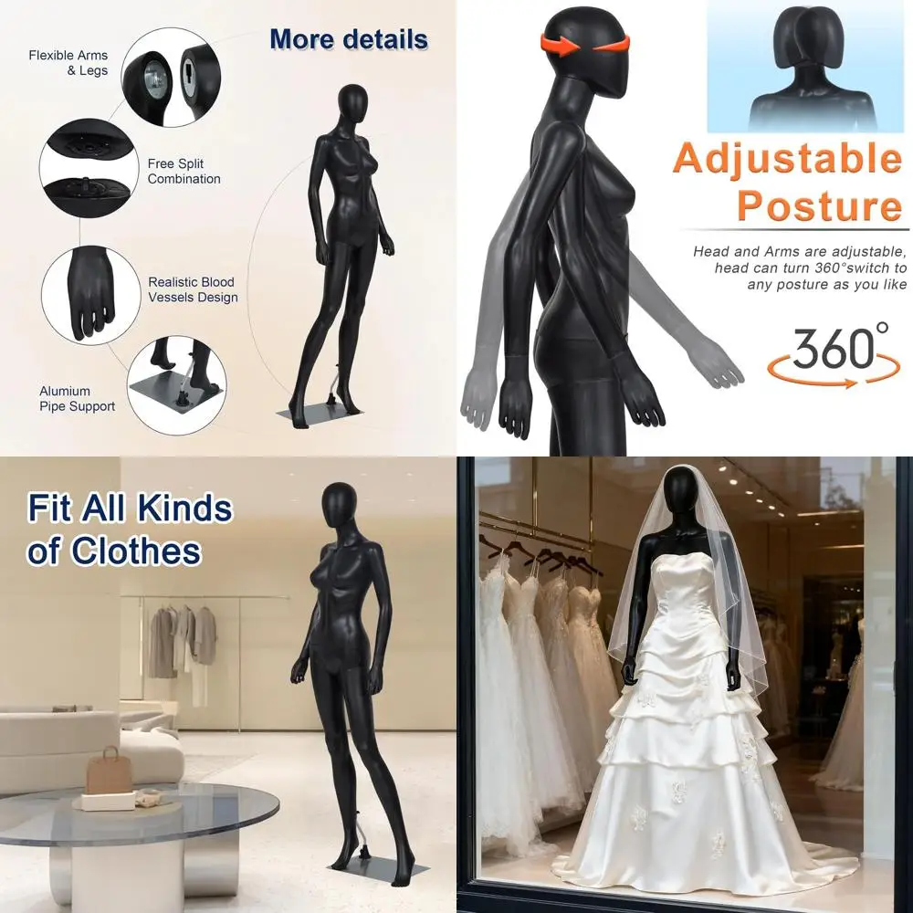 

Adjustable Female Mannequin with Metal Base, Posable, Black