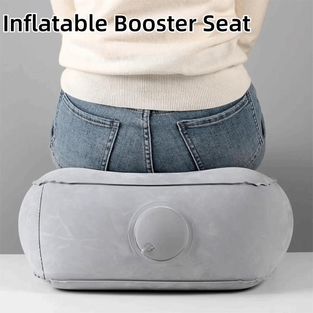 Press-to-Inflate Inflatable Booster Seat Fabric Waterproof Portable Foot Rest Foldable Comfortable Air Seat Cushion Car Office