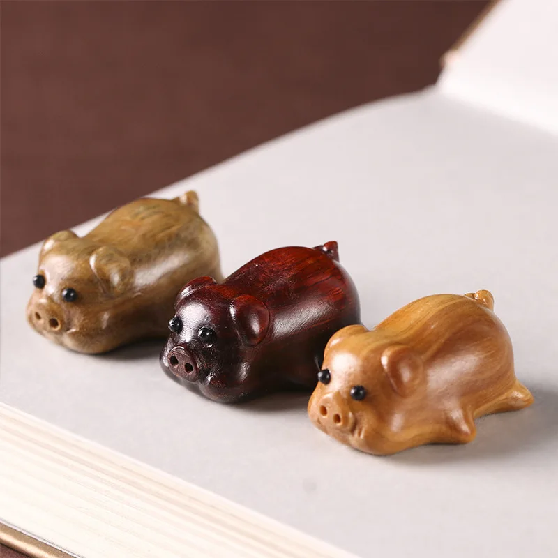 

Mini Cute Wooden Pig Figures 0.94" Green Sandalwood Zodiac Pig Creative DIY KeyChain Necklace Pendan Accessories Birthday Gift