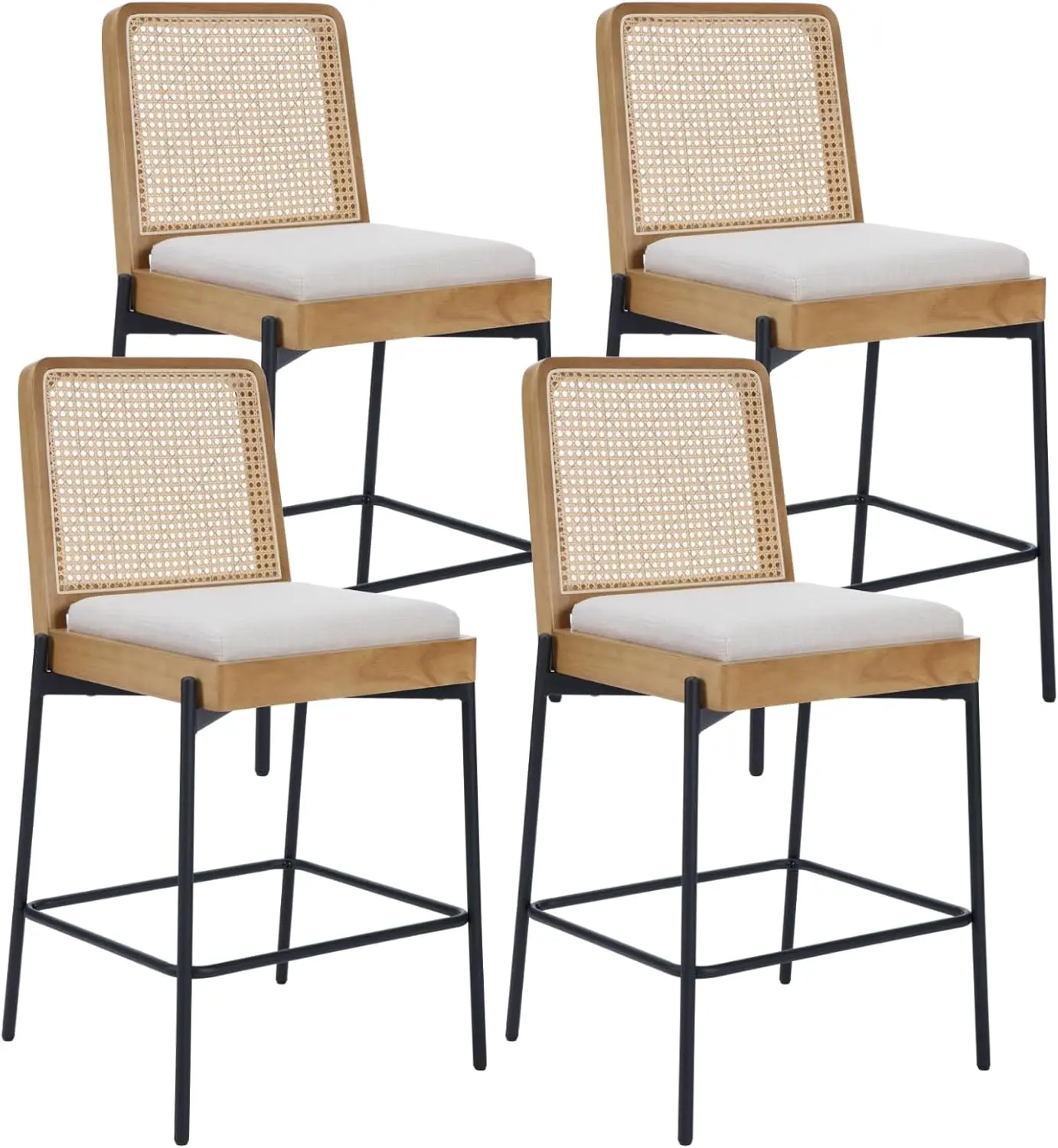 

Modern Bar Stools Set of 4, 26" Counter Height Stool Linen Upholstered with Metal Legs for Home Bar Coffee Shop, Beige USA