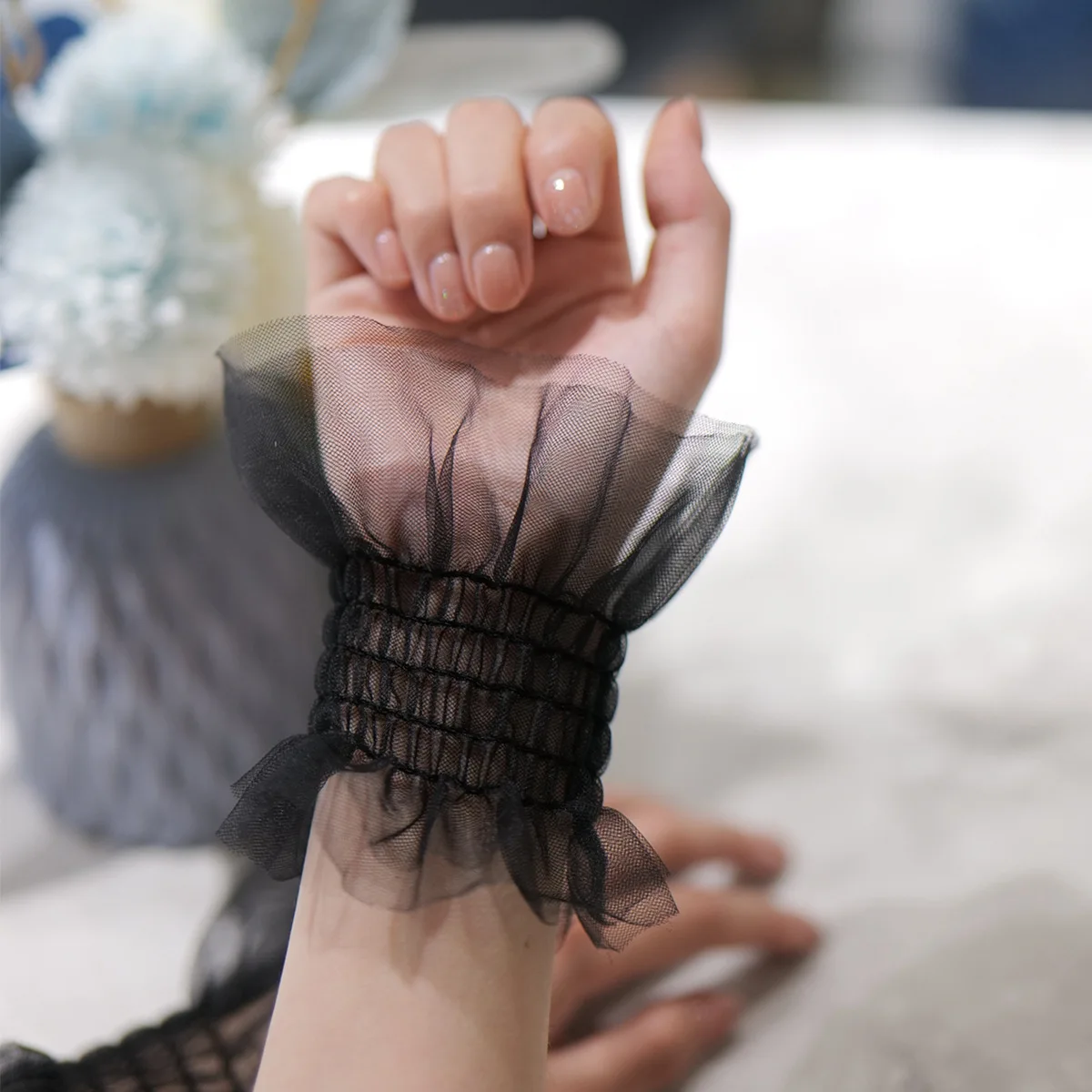 أكمام يدوية JK أكمام شبكية مزدوجة أكمام معصم مزخرفة بأكمام يد حلوة فائقة الجنية