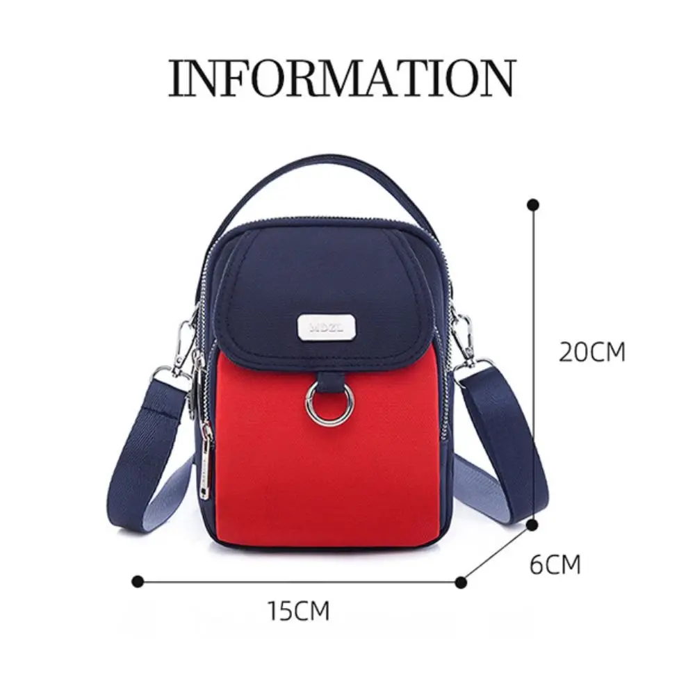 Fashion Zipper Shoulder Bag Multilayer Mobile Phone Storage CrossBody Bag Oxford Cloth Handbags Girl