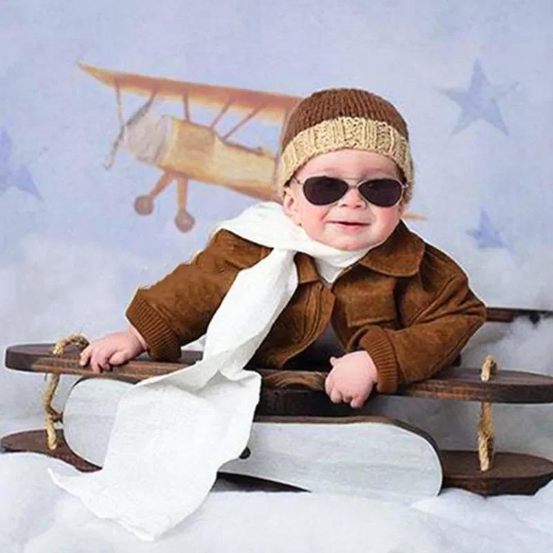 Baby Photography Props Posing Props Baby Shoot Studio Accessori Wood Retro Plane Baby Posing The Hundred Day Photo Creative Prop