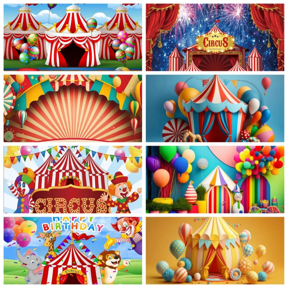 

Circus Carnival Balloon Ferris Wheel Banner Photography Backdrop, Children Birthday Party, Home Decoration Photography Backdrop