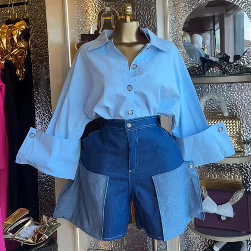 Neue Mode Herbst Frauen Bluse Shirt Einfarbig Lose Volle Hülse Drehen Unten Kragen Taste Design Tops