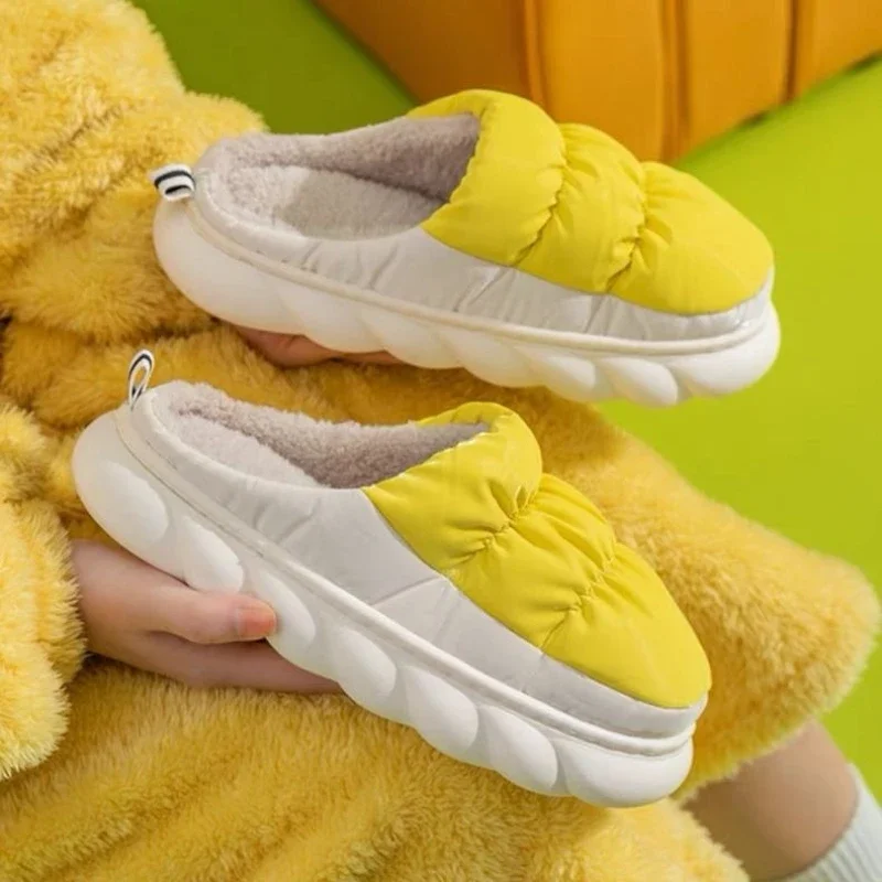

New Style Women's Autumn Winter Cotton Down Slippers Waterproof Warm Thick Bottom Anti Slip Durable Postpartum Shoes