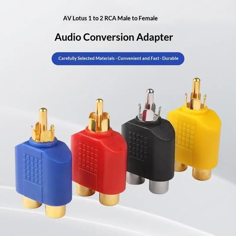 ∘RCA Audio Splitter 1 Male to 2 Female 10Pcs Stable Signal Converter Plug Easy Install for Car Stereo Home Theater
