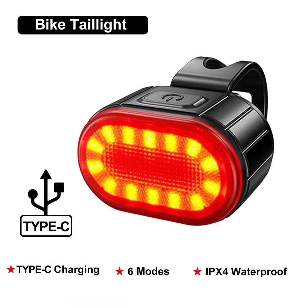 USB-oplaadbare fietsverlichting Fietsveiligheidswaarschuwingslamp Outdoor waterdichte fietszaklamp voor mountainbikes en racefietsen