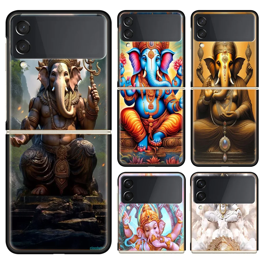 Ganesh lord Phone Case For Samsung Galaxy Z Flip 6 4 3 5G Funda Black Coque Hard PC Luxury Cover Z Flip 5 Capa Fashion Capa