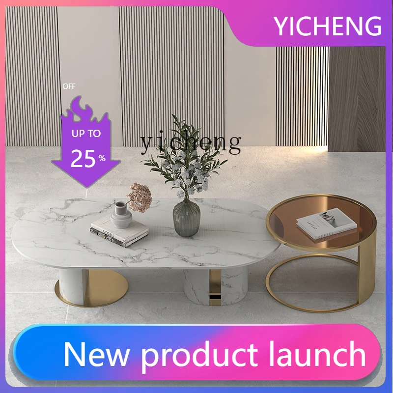 

marble coffee table household living room small apartment coffee table oval