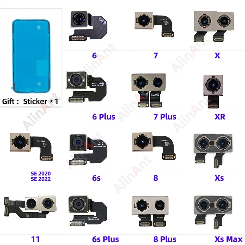 100% Test Ori Rear Camera Main Back Camera Flex Cable For iPhone 11 X Xr Xs Max 6 6s 7 8 Plus SE 2020 2022 2 3 With Sticker