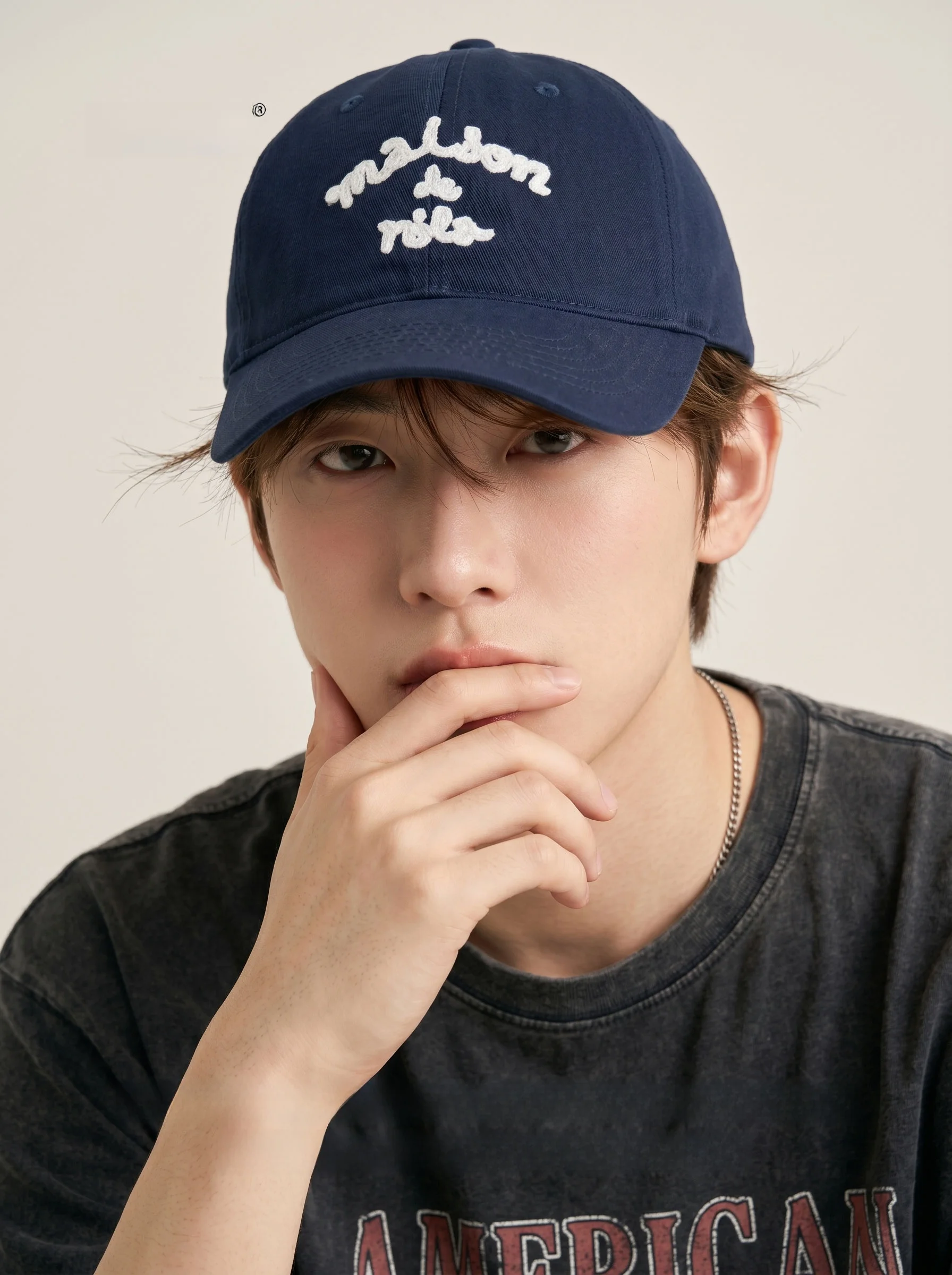 Korean Version Letter Embroidery Baseball Cap Men's Face Slimming American Fashion Versatile Casual Duckbill Hat Polyester Fiber