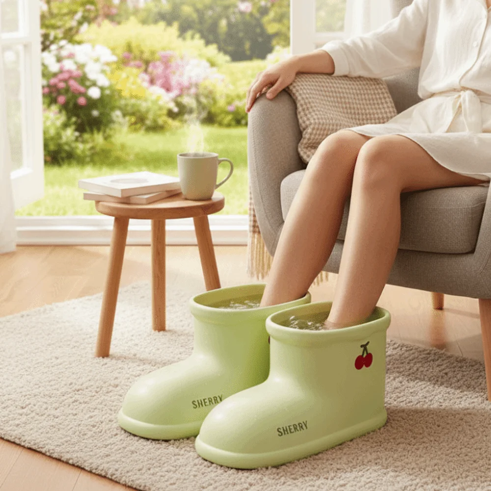 節水フットバスバケツ-高温耐性-恒温フットバスシューズ-プラスチック製-滑り止めフットソーキングタブ