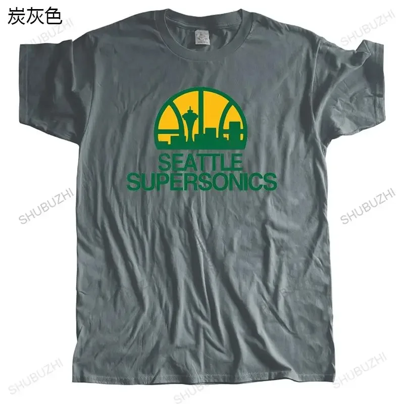 Fashion brand t shirt mens loose Seattle Supersonics brand t-shirt Cottonsummer teeshirt plus size drop shipping