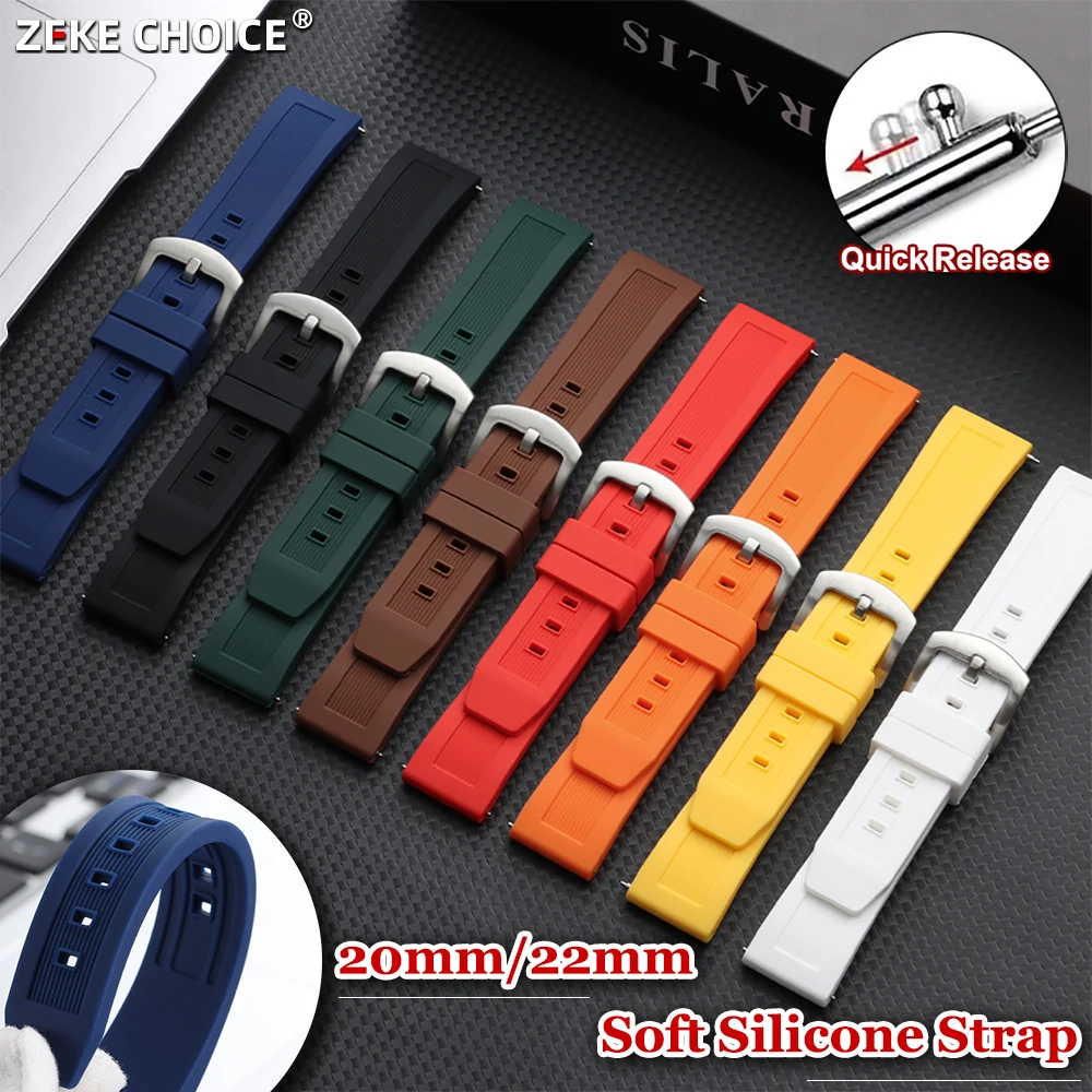 

Sport Silicone Watch Band for Seiko Waterproof Rubber Straps for Rolex 20mm 22mm Universal Wristband for Citizen Soft Bracelet