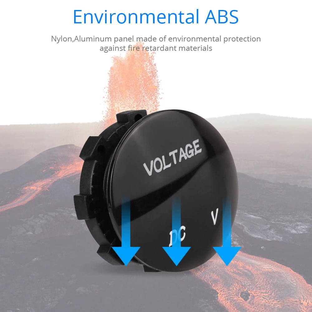 Waterproof DC 5V-48V Digital Voltage Meter Voltmeter Tester for Car Motorcycle ATV UTV Boat RV 12V 24V 36V Vehicle Modification
