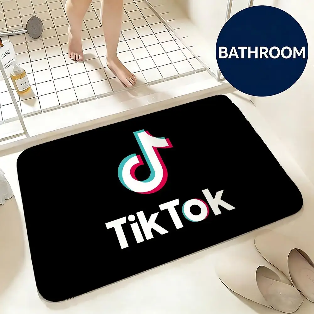 Soft Flannel Floor Mat Media TikTok Floor Mat Non-Slip Absorbent Doormat Bathroom Bedroom Home Decor Rug