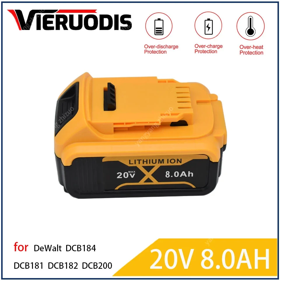 

for DeWalt 20V 8.0Ah rechargeable power tool battery,suitable for DCB205DCB204-2DCB200+charger with LED lithium-ion battery