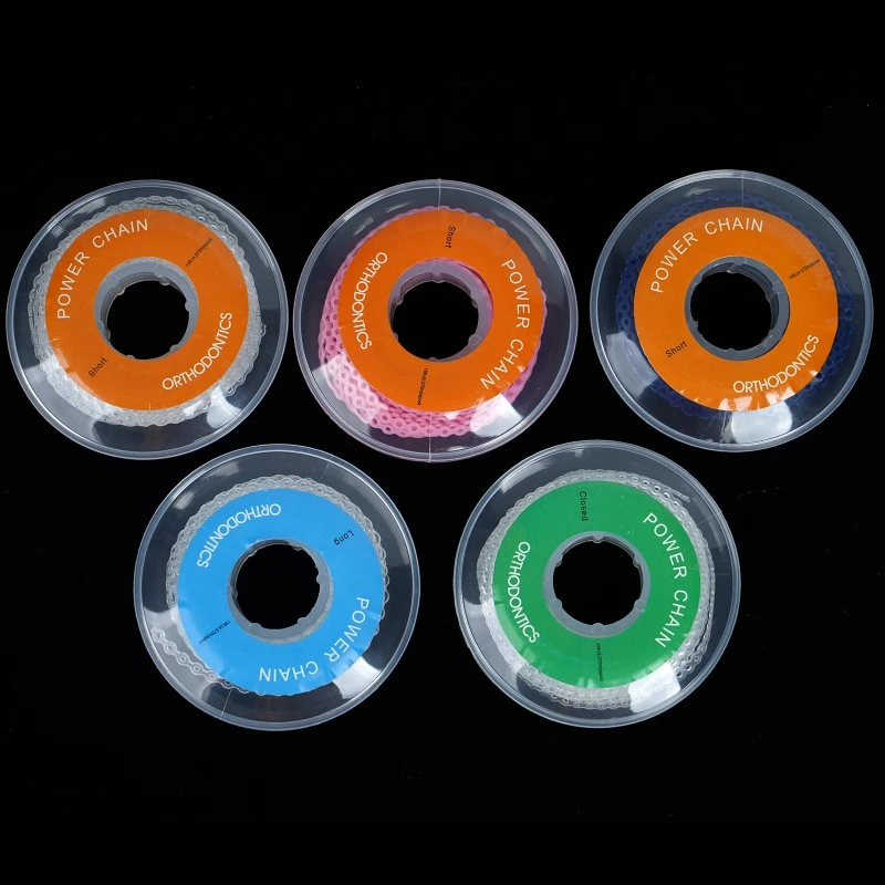 1 Roll Orthodontic Elastic Rubber Power Chain Colored Rubber Band Long Short Closed 4.57m Dental Orthodontic Materials