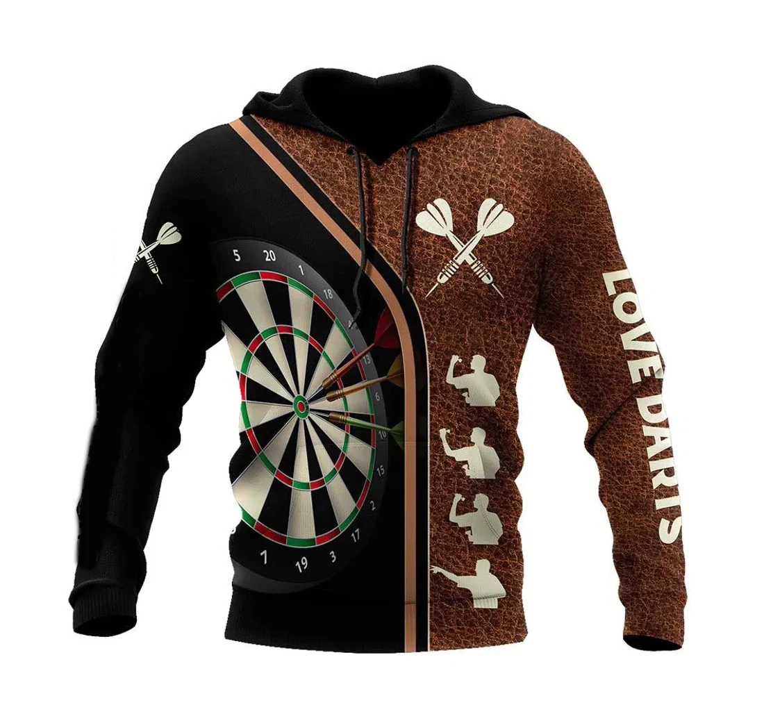 Darts Print Men's Hooded Sweatshirt Tops Personalised Long Sleeve Hoodie Oversized Casual Streetwear Fashion Cool Men Clothing