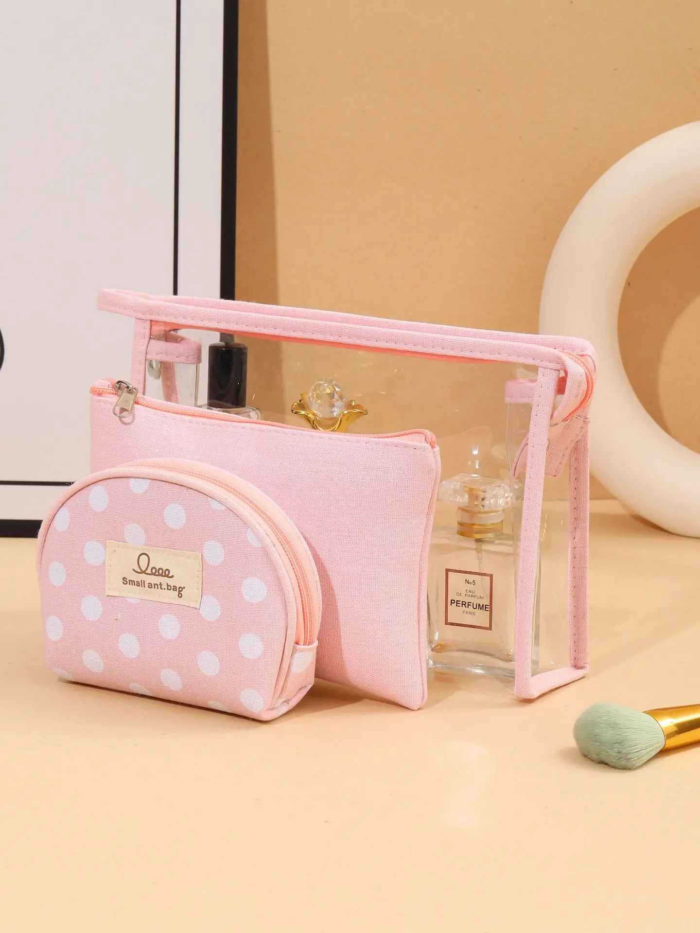 

Cosmetics Storage Bag Three Piece Set Transparent Makeup Bag Large Capacity Toiletry Bag Cosmetics Classification Storage Bag