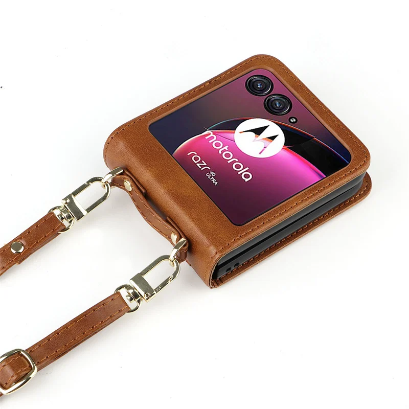 For Motorola Razr 50 Ultra Lanyard Integrated Flip PU Leather Card Holder Wallet Leather Case For Moto Razr Plus 2024 Phone Case image 5