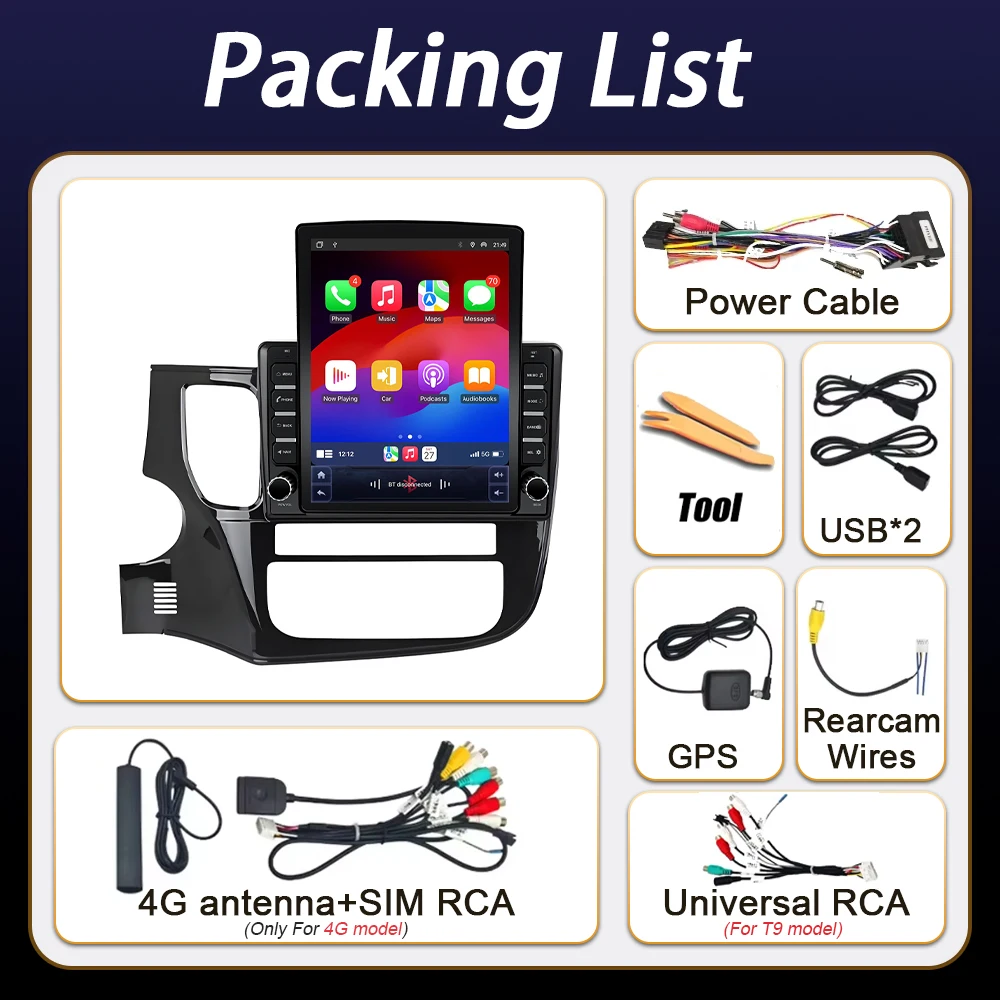 9.7 inch Android 16 for Mitsubishi Outlander 3 GF0W GG0W 2012 - 2018 Left Hand Drive Car Multimedia Navigation GPS No 2din 2 Din