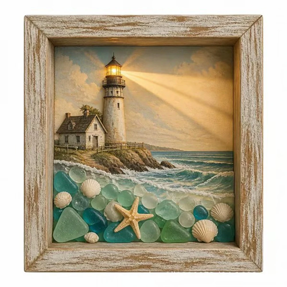 Coastal Lighthouse Sea Glass N - Lighting Glass Photography recension och pris