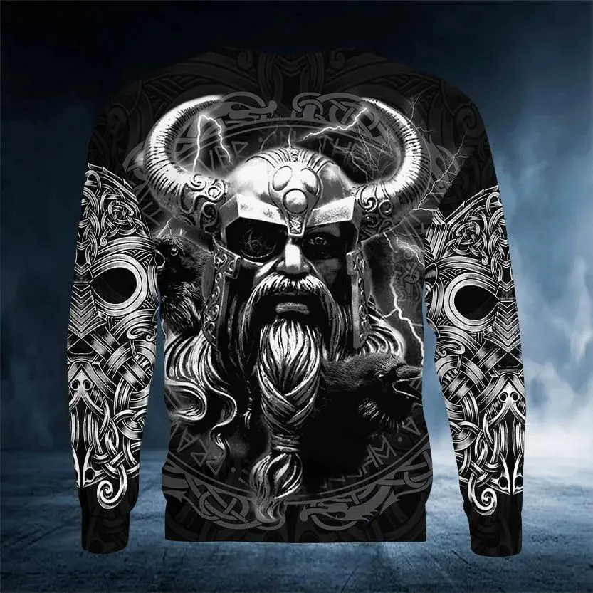 Men's Round Neck Long Sleeve T-shirt Terror Retro Skull 3D Print Autumn Pattern Casual Fashion Tops T Shirts Men's Clothing