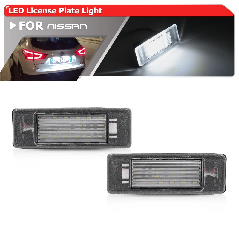 Led License Plate Lights For Nissan Qashqai J10 J11 Juke F15 Pathfinder R51 Micra C Kicks NV200 Evalia Note Navara Rouge Sport