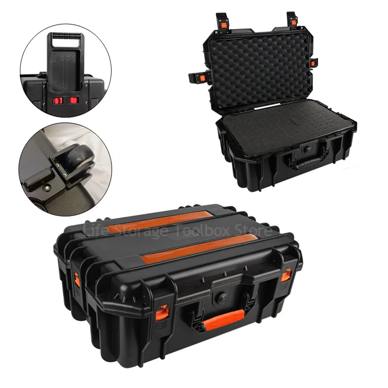 Portable Tool Box With Wheels Waterproof Tool Case Tool Box Organizer Box Plastic Tool Bag Wheeled Safety Hard case large W/Foam