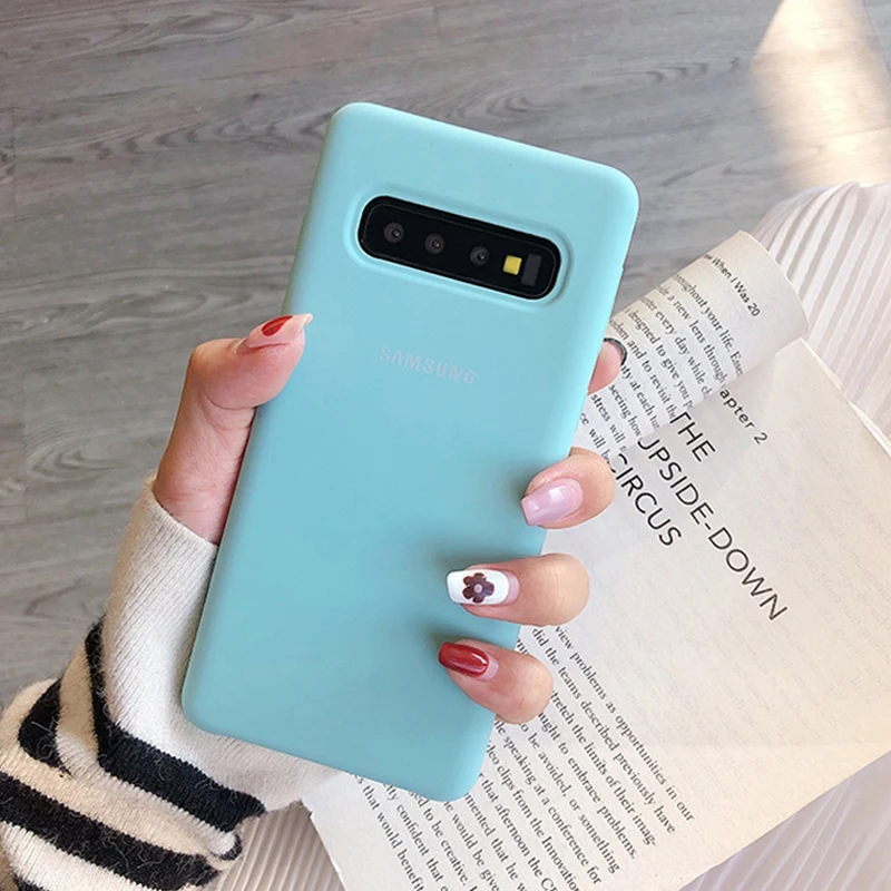 Para Samsung Galaxy S8 S9 S10 S20 Plus Note 8 9 10 20 Ultra S10E funda de silicona líquida funda protectora trasera suave y sedosa