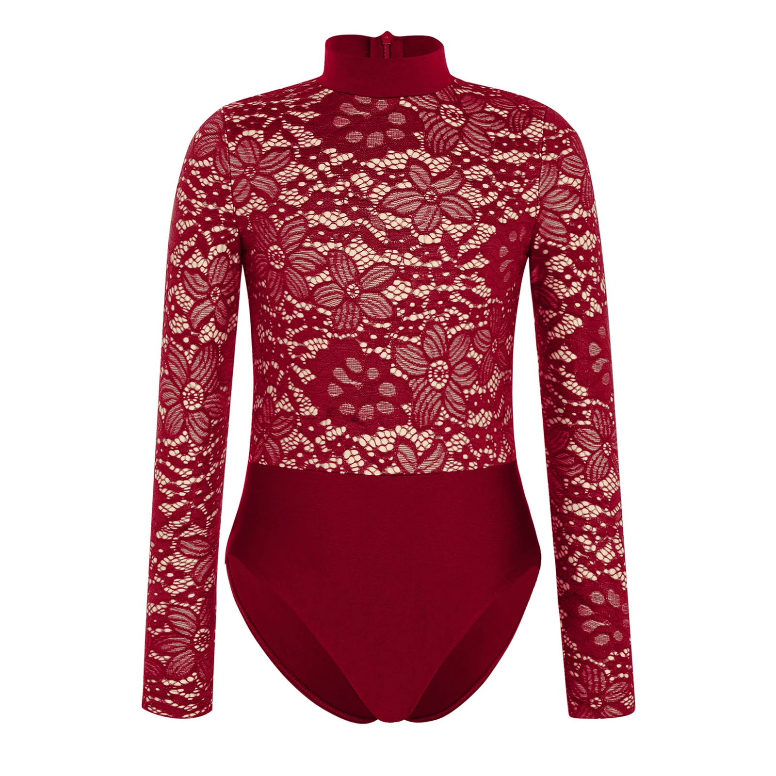 أطفال بنات الباليه الرقص الجمباز ثياب ارتداءها سحاب أكمام طويلة الدانتيل Bodice ارتداءها أداء راقصة الباليه ملابس الرقص