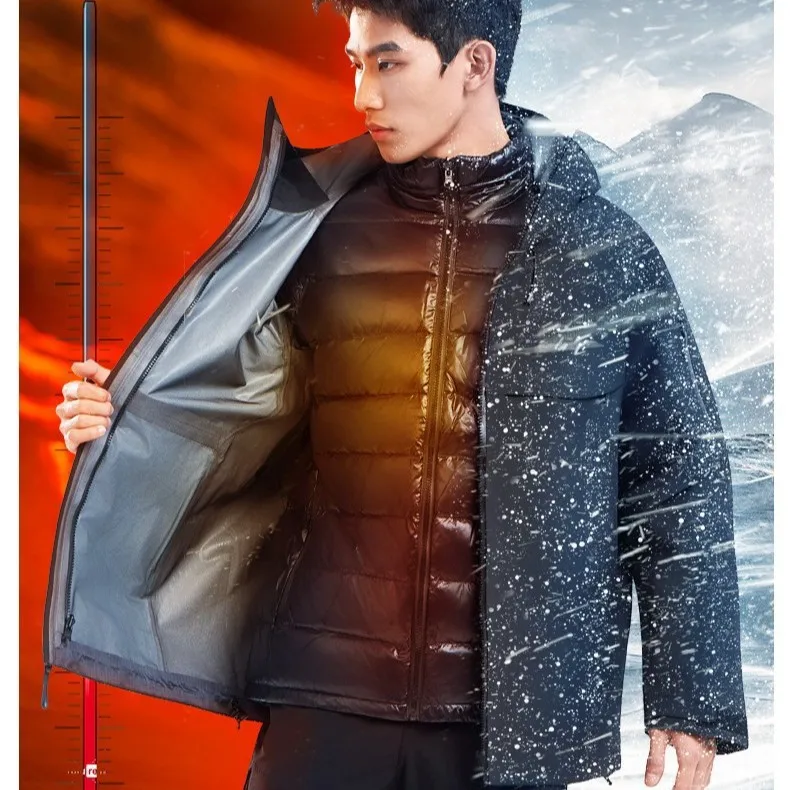 

Новинка 2025 года, комплект из двух предметов, съемный пуховик, мужская и женская ветрозащитная и водонепроницаемая лыжная куртка для альпинизма, пуховая Li