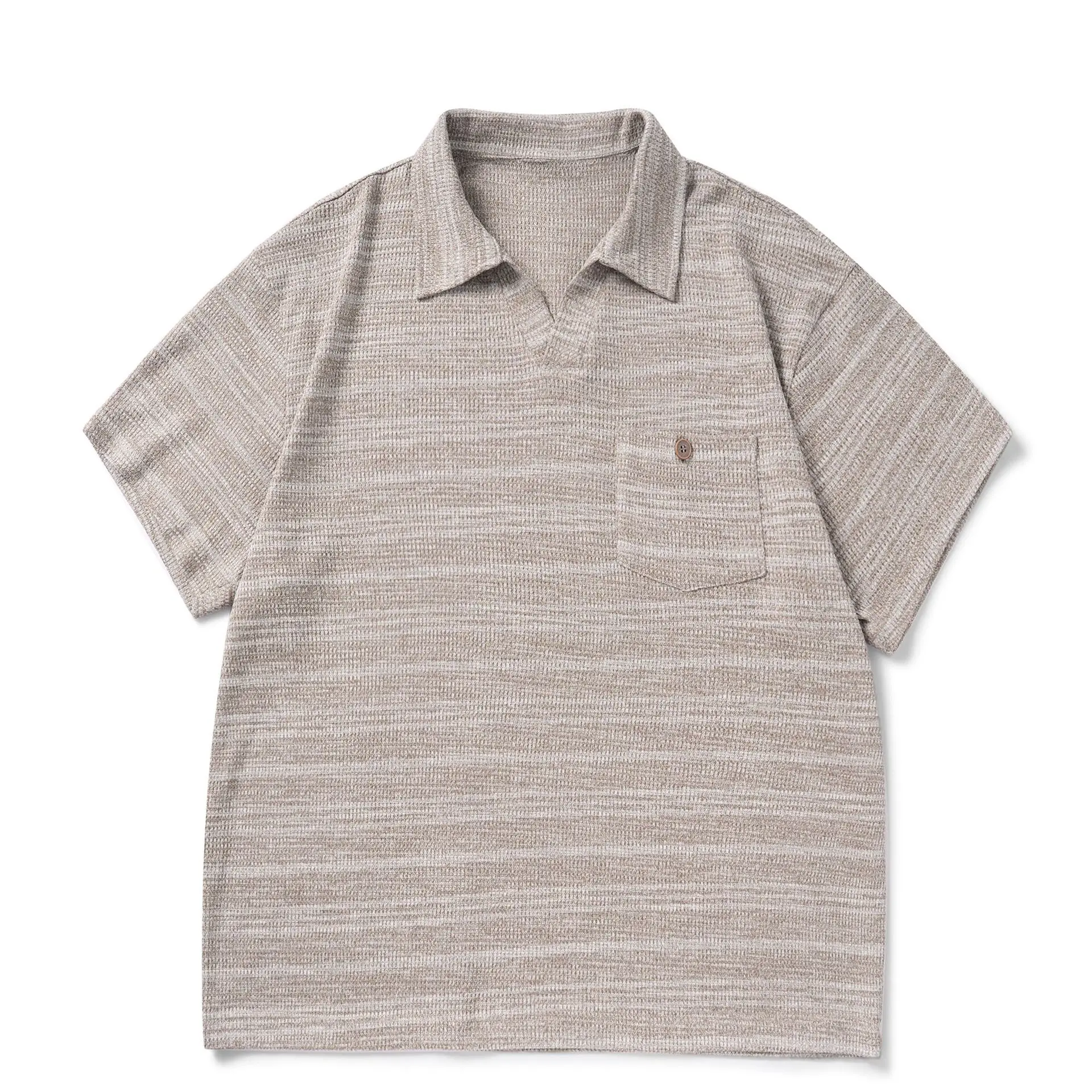 American Retro Short Sleeve Polo Shirt Loose Knitted Shirt Trendy Brand Couple V-neck Half Sleeve