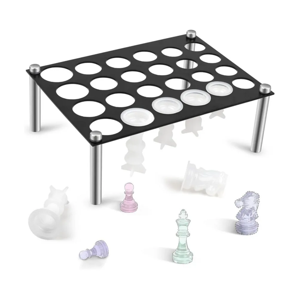 Practical 24 Holes Chess Piece Holder Secure Positioning Casting Frame Holder Silicone Mold Stand Chess Making