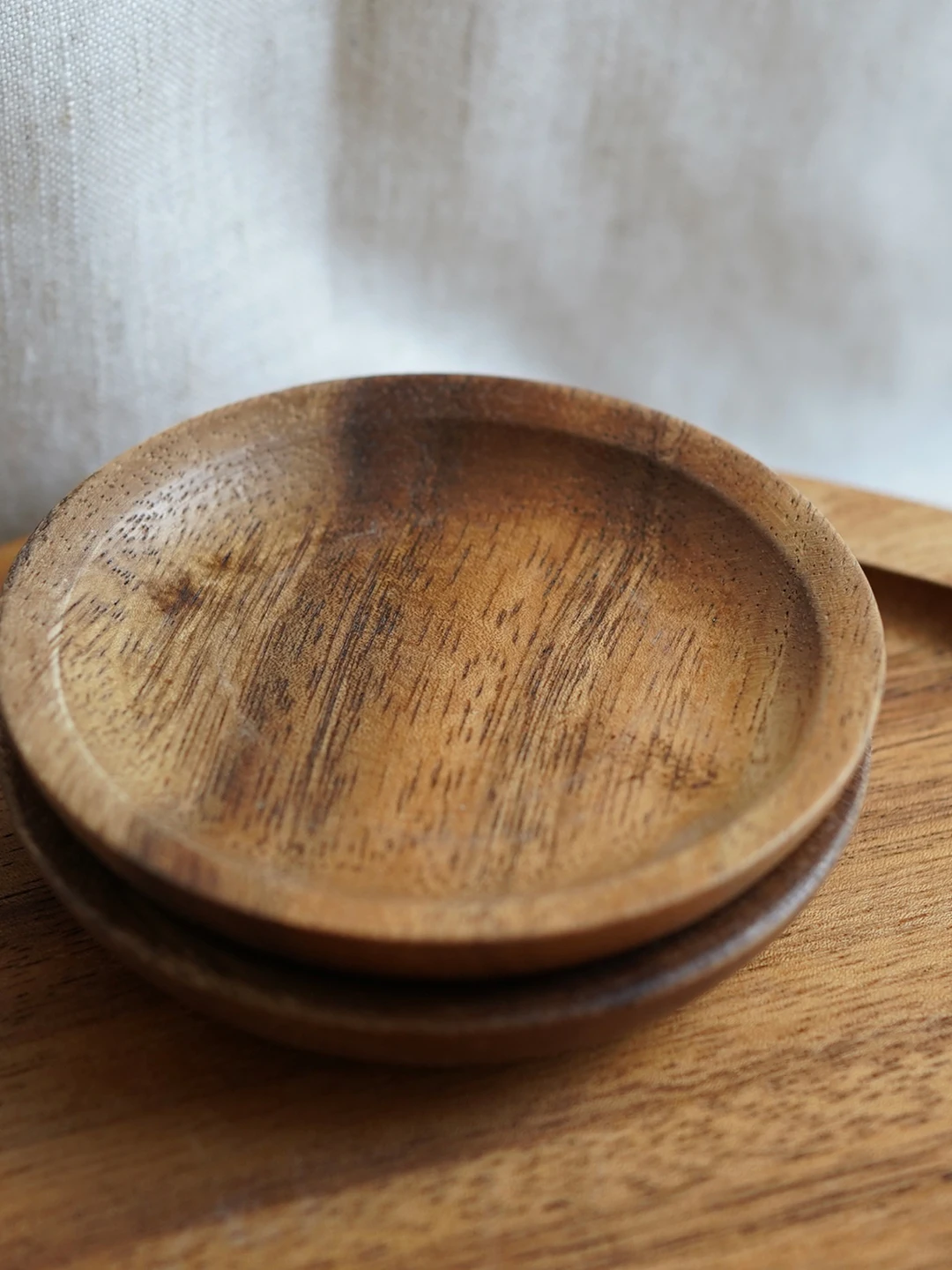 

Good Morning Store Gentle Woodware Sisal Wood Dish round Wood Tray Cup Mat 10cm Japanese Style Dining Utensils
