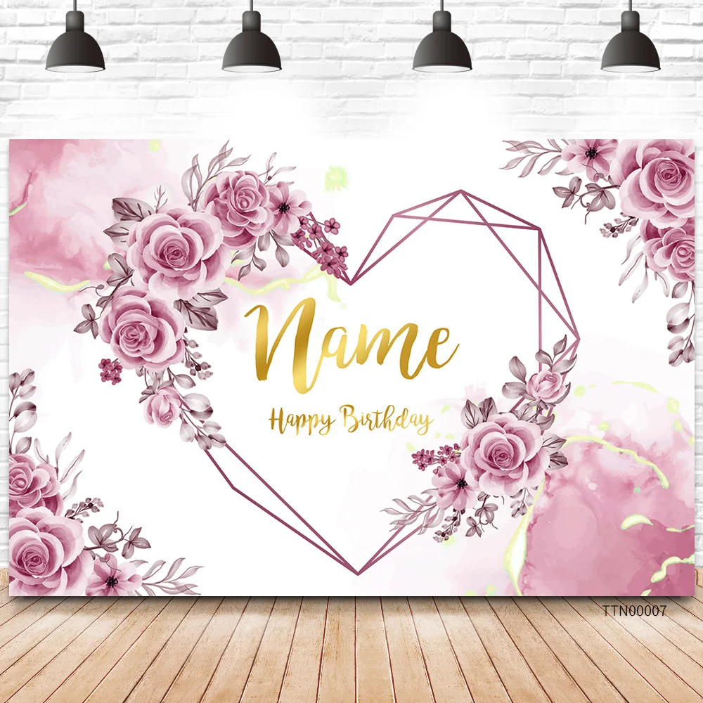 Custom Name Flower Wall Wedding Backdrops Photo Studio Newborn Baby Birthday Party Background Professional Photography Props