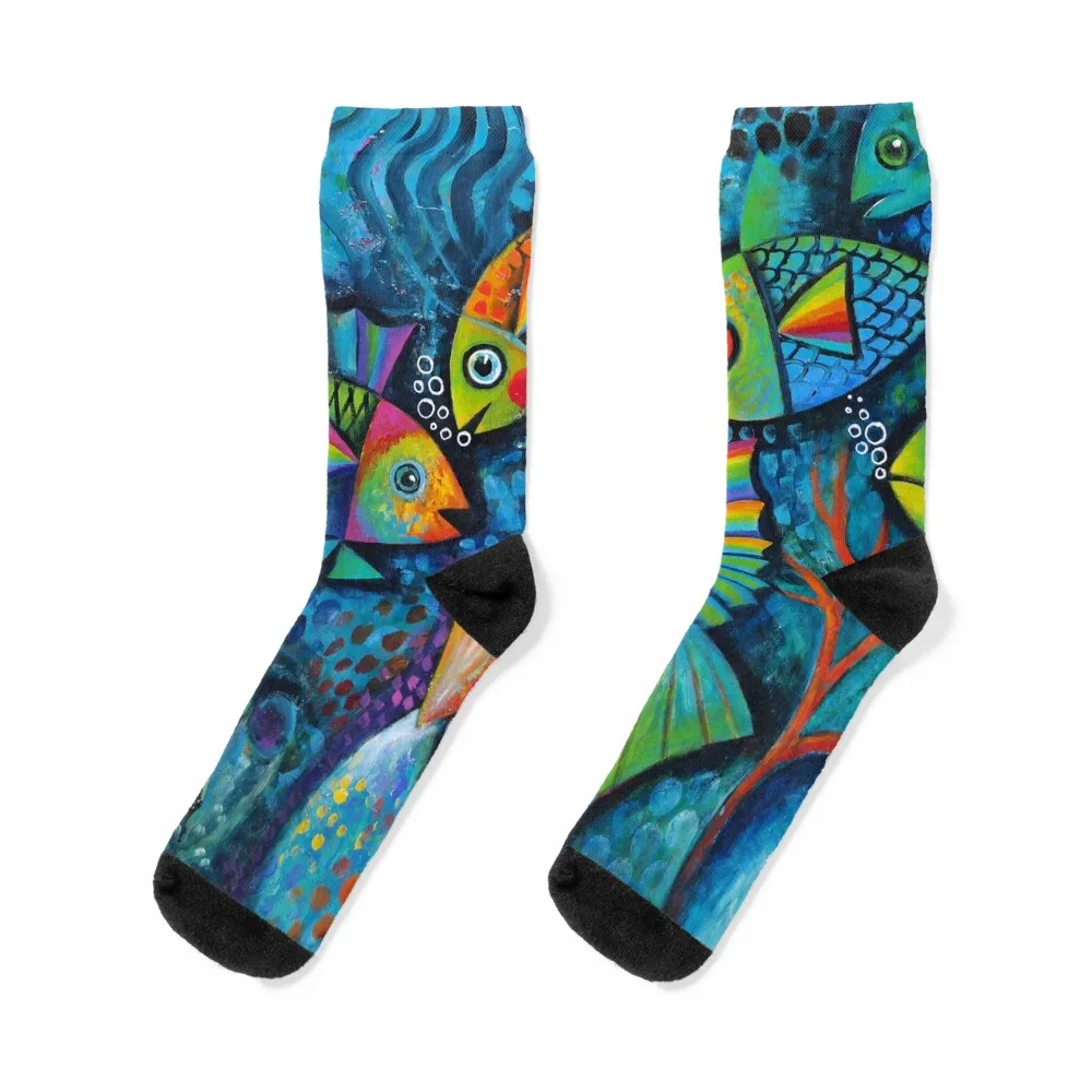 Psychedelic fish Socks set moving stockings Non-slip Socks Woman Men's